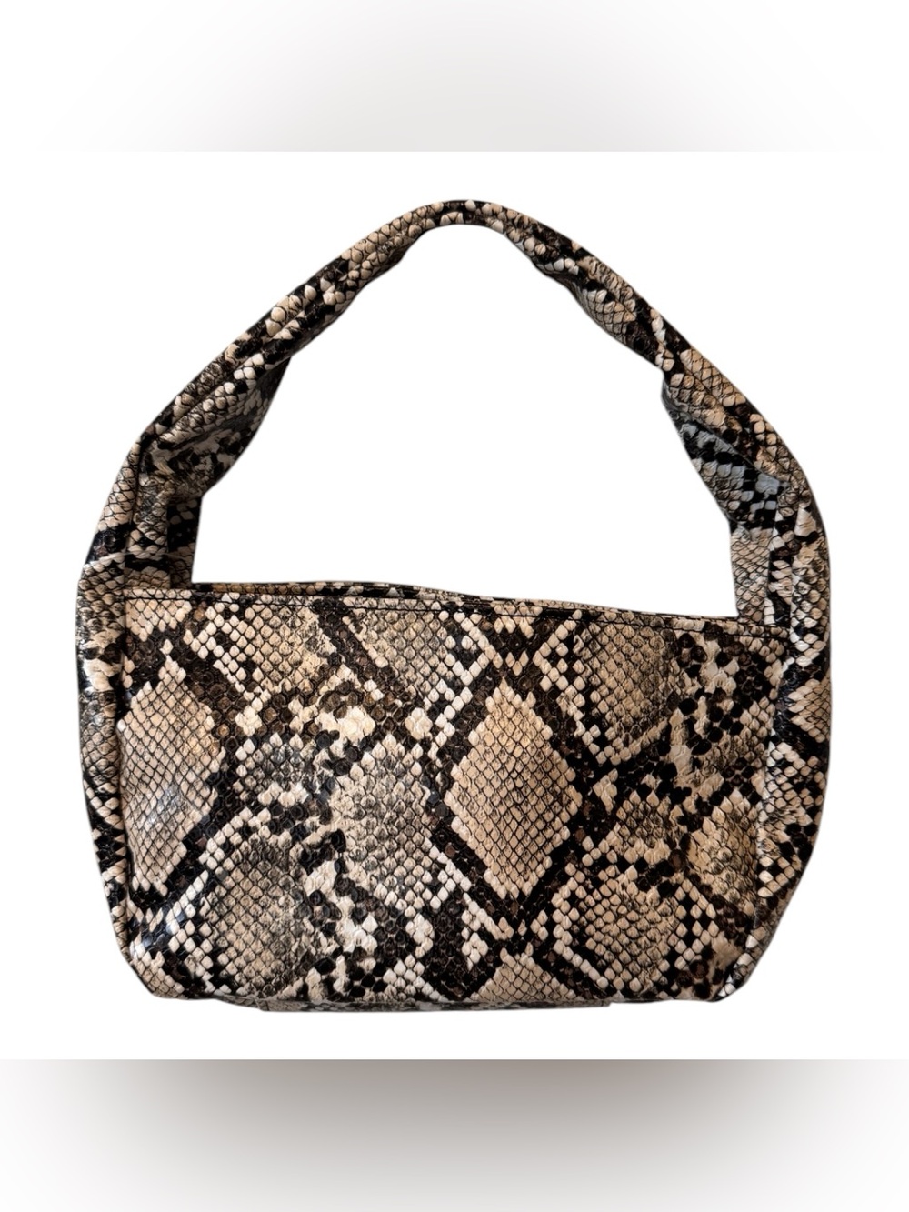 Loft Snake-Print Small Shoulder Boho Bag in Beige and Black NWTS